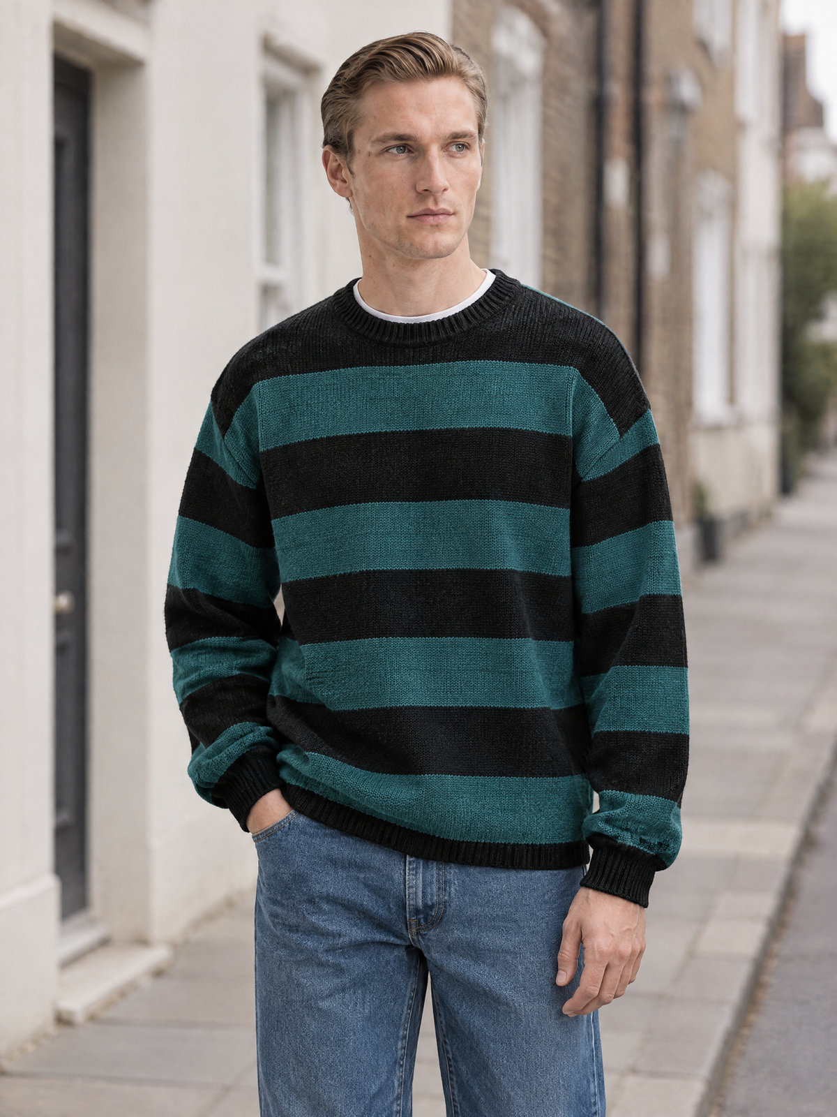 James Striped Knitted Crewneck