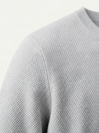 Textured Viscose Crewneck Sweater
