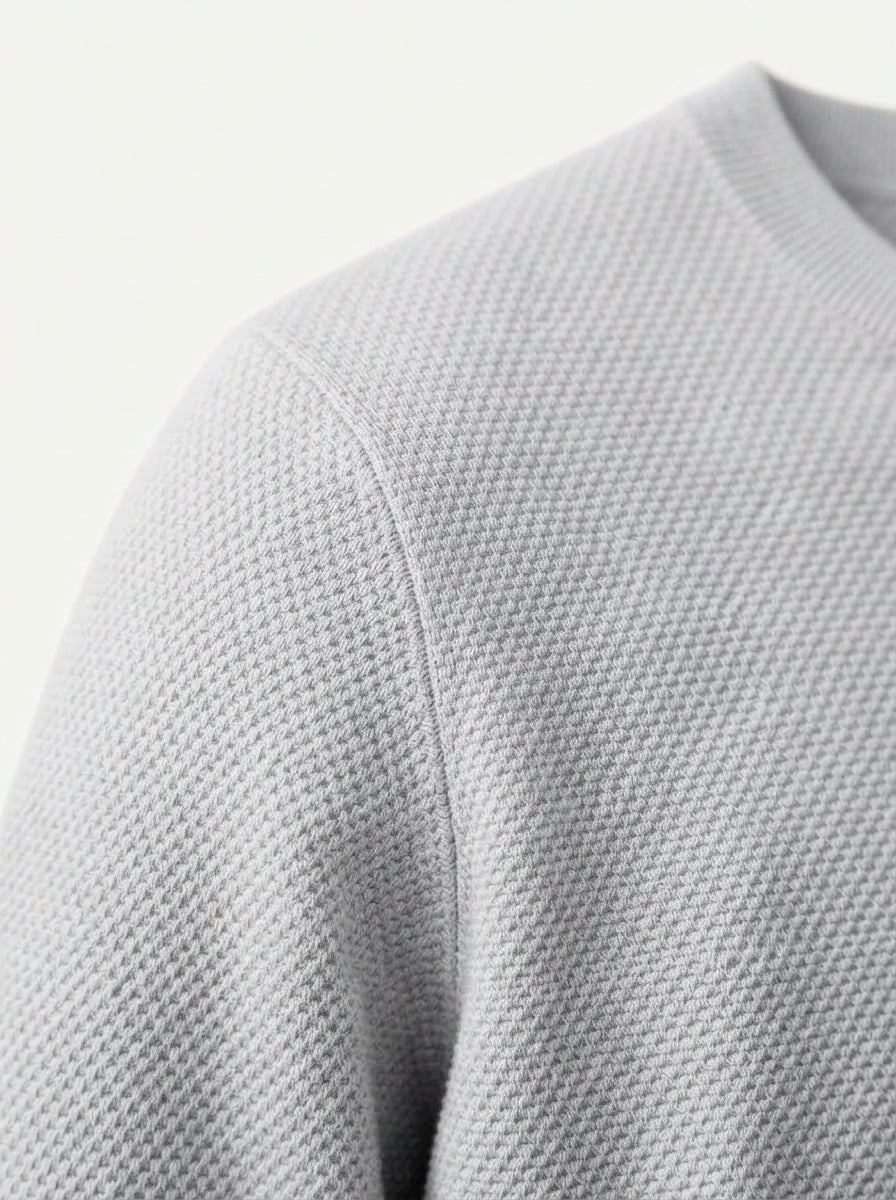 Textured Viscose Crewneck Sweater