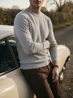 Textured Viscose Crewneck Sweater