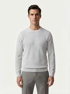 Textured Viscose Crewneck Sweater