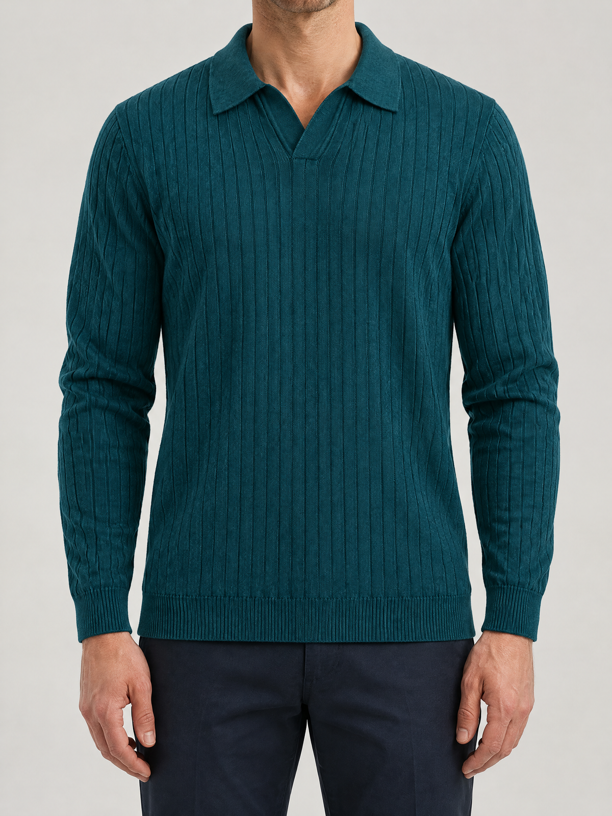 Enzo Ribbed Polo Sweater