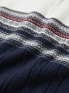 Cozy Cable Knit Two-Tone Quarter-Zip Sweater