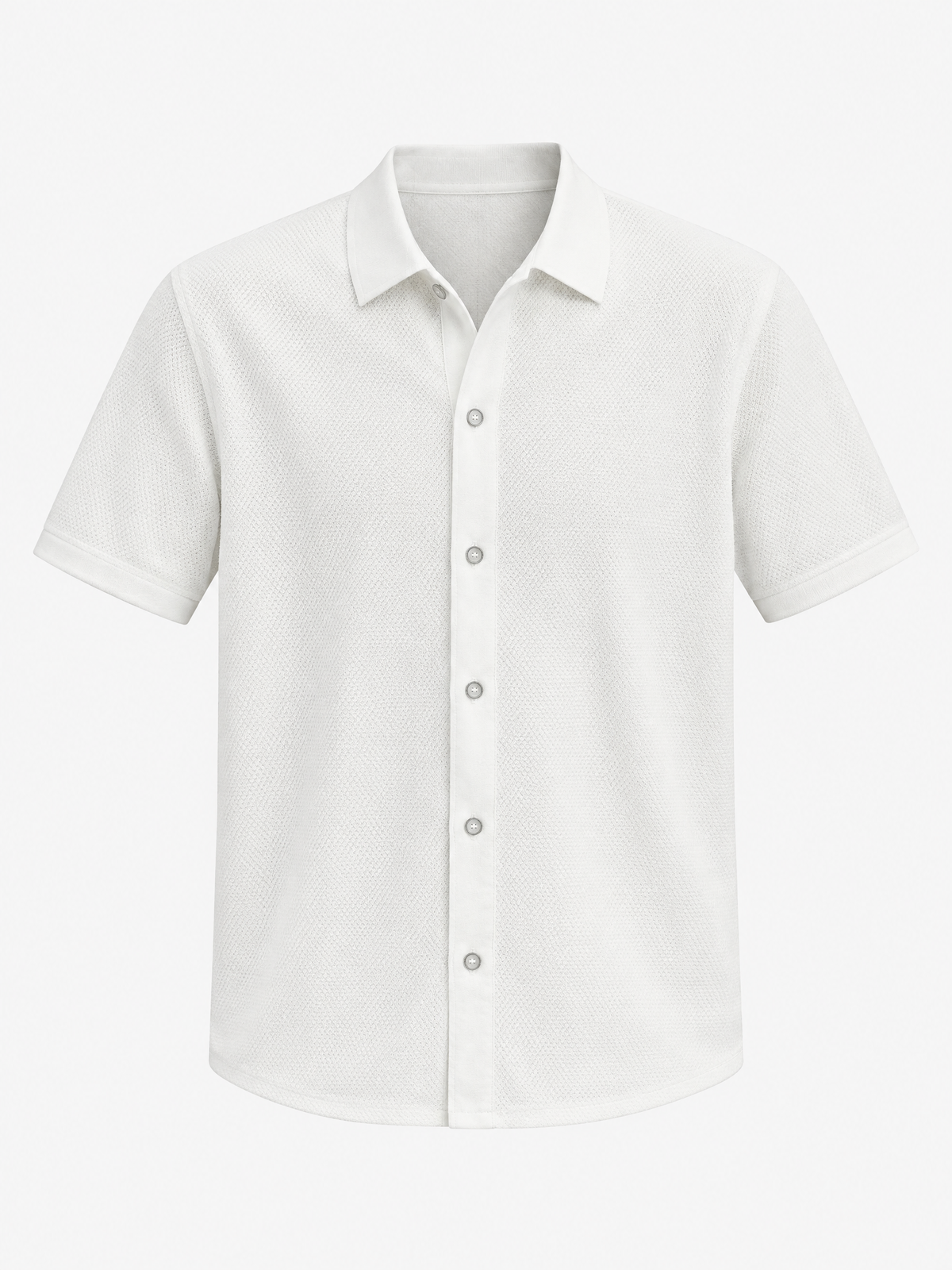 100% Organic Cotton Mesh-Stitch Button-Up Sweater Polo