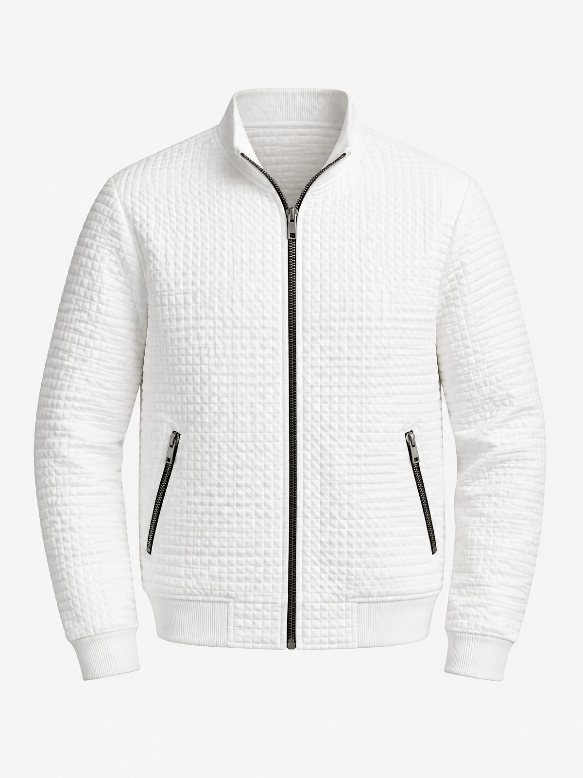Waffle Texture Stand Collar Jacket
