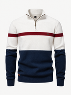Colour Block Cotton Quarter-Zip Sweater