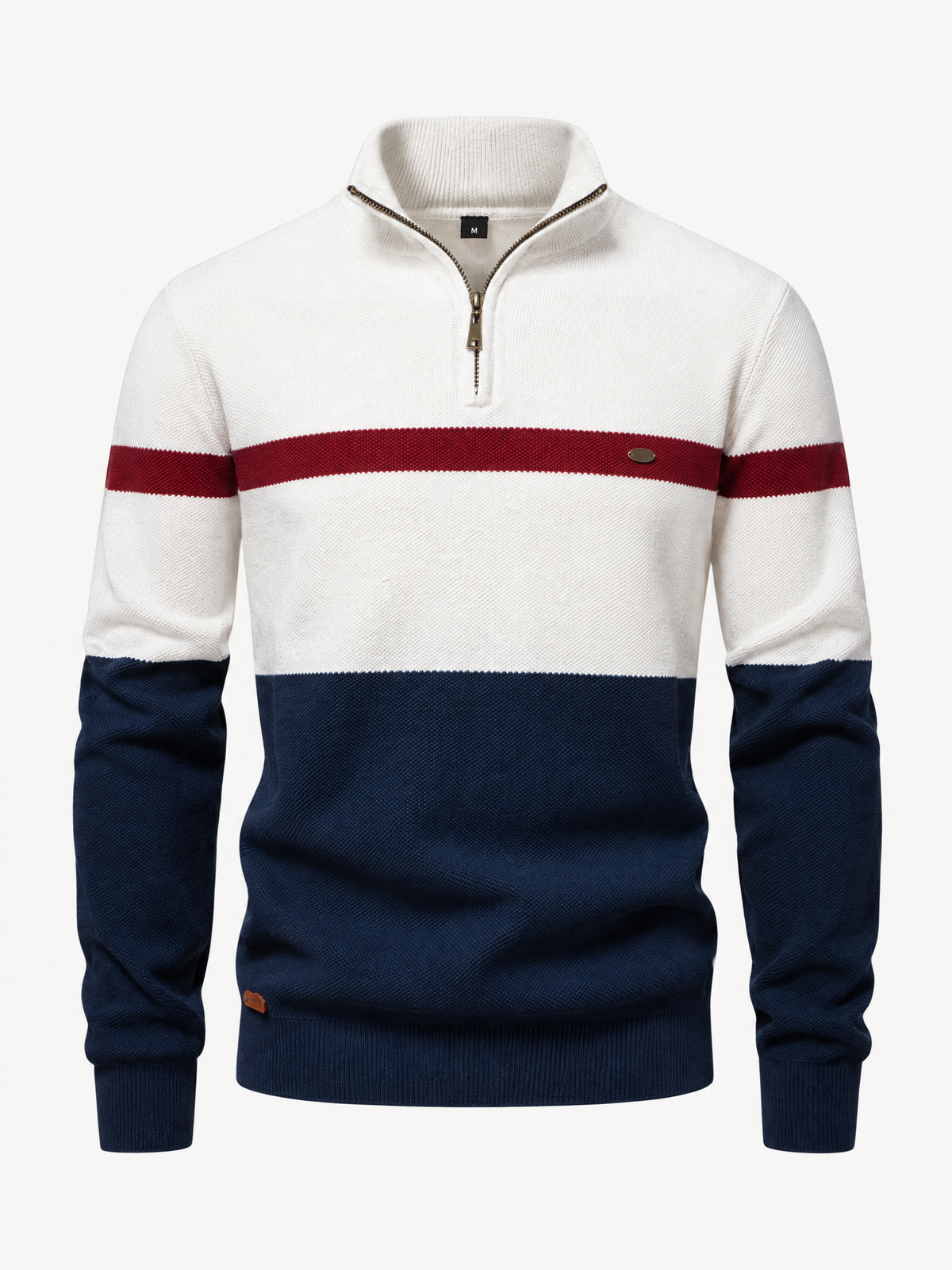 Colour Block Cotton Quarter-Zip Sweater