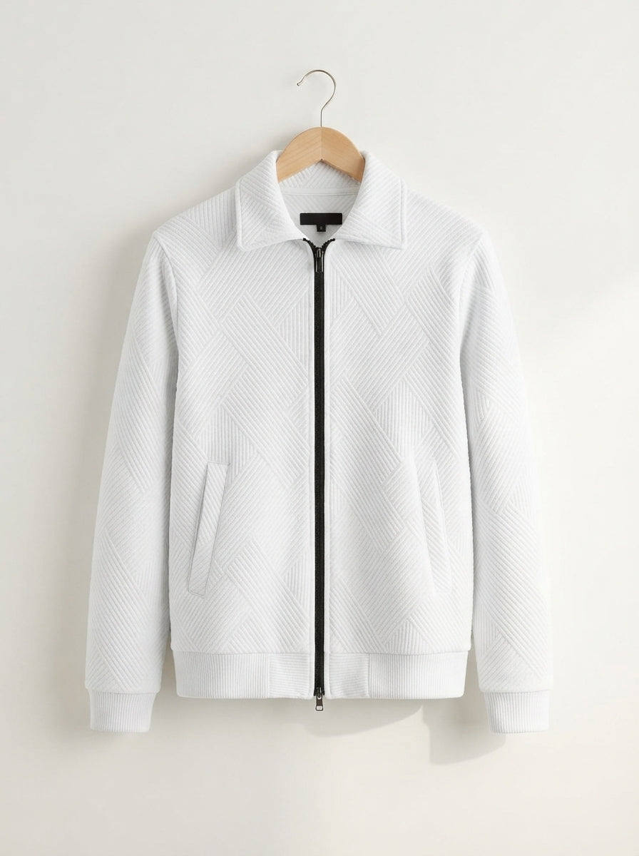 Cardigan Ribbed Texture Zipper Men