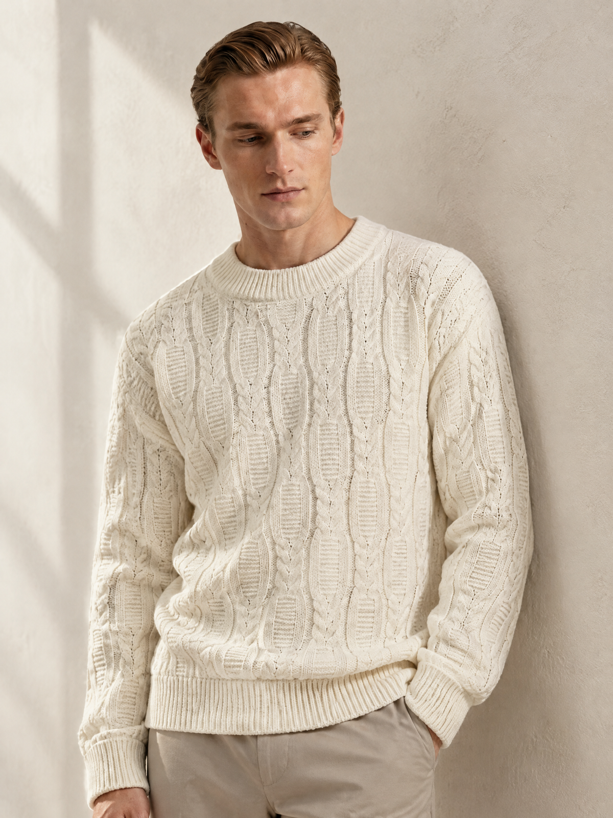 Cable Knit Crewneck Sweater