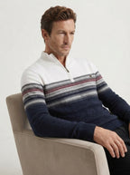 Cozy Cable Knit Two-Tone Quarter-Zip Sweater