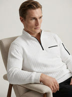 Quarter-Zip Waffle Knit Pullover