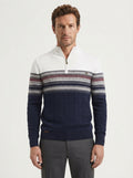 Cozy Cable Knit Two-Tone Quarter-Zip Sweater