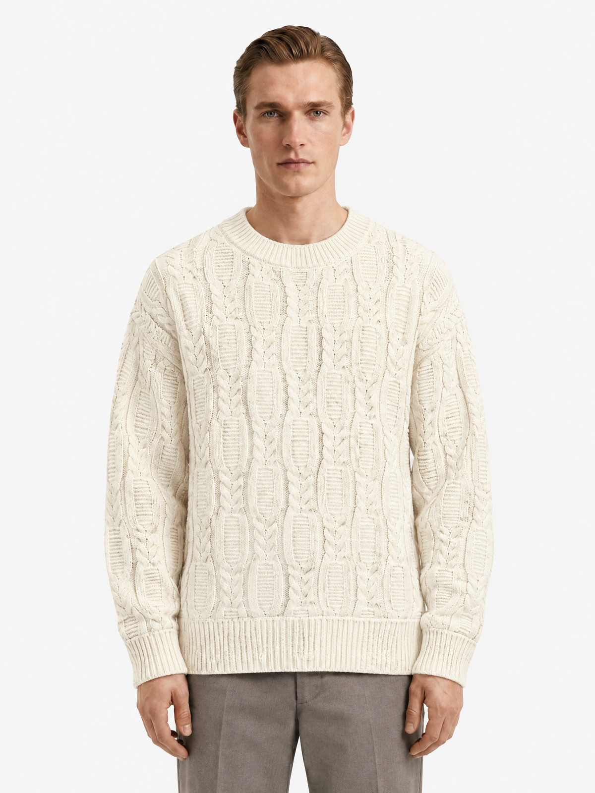 Cable Knit Crewneck Sweater