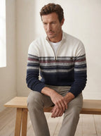 Cozy Cable Knit Two-Tone Quarter-Zip Sweater