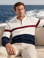 Colour Block Cotton Quarter-Zip Sweater